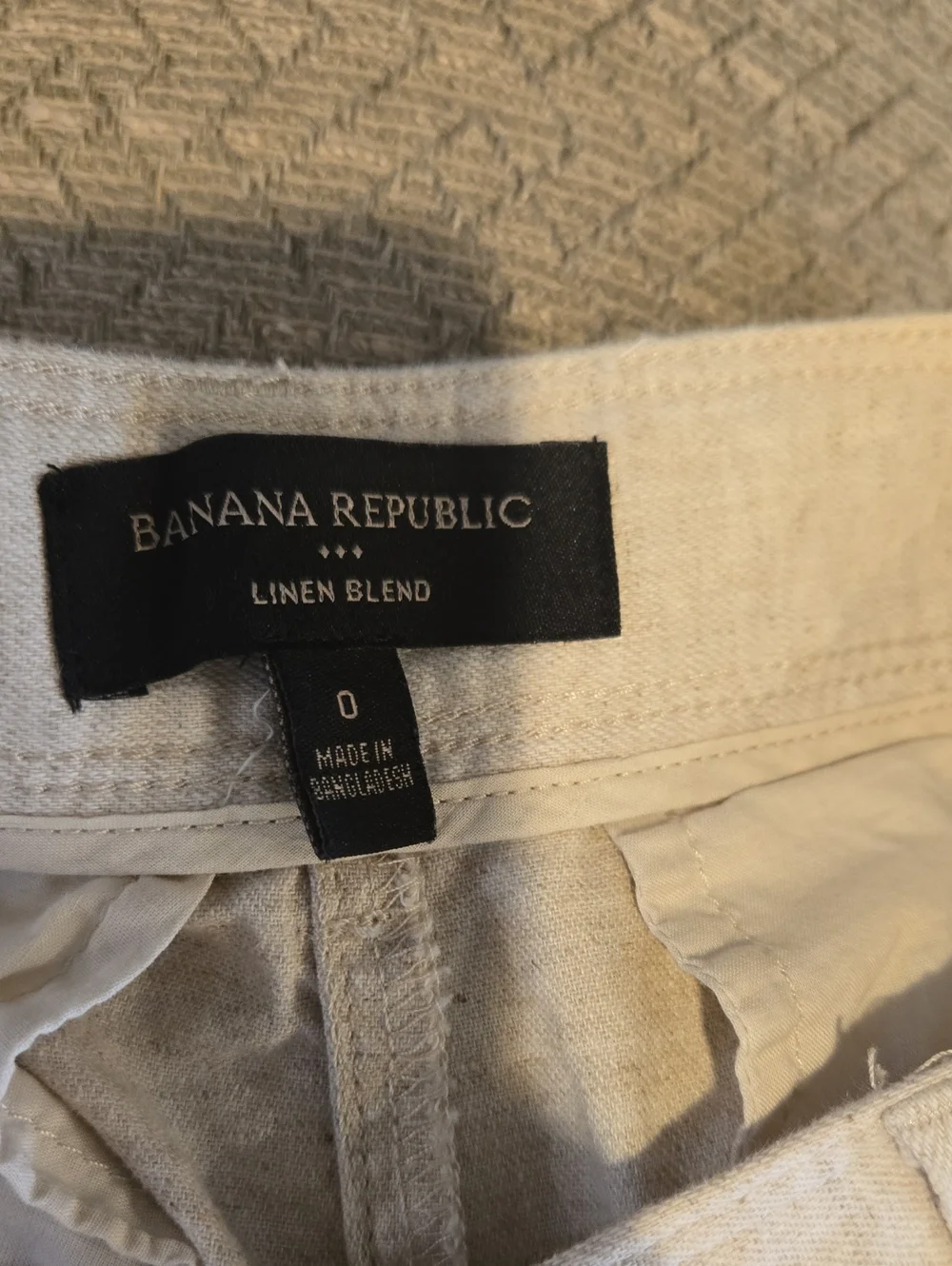 BANANA REPUBLIC Oatmeal Linen Blend Wide Leg Trousers 0 High Rise Pleated Pant